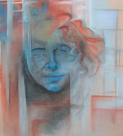Self Portrait - Chalk and Oil pastel, Colored Pencil